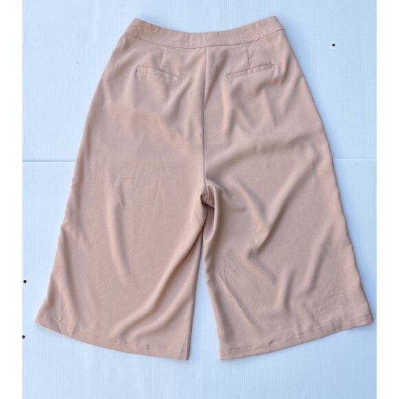 Nasty Gal Rehab Blush Crepe Culottes Women’s S High Rise Pleated Wide Leg Pants - Picture 3 of 13